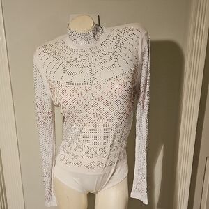 White Rhinestone Women's Top